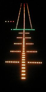 night time runway approach lights